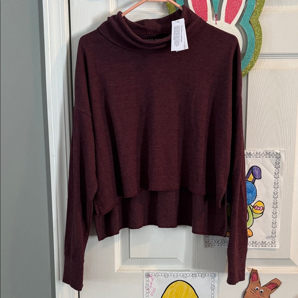 American Eagle Outfitters Burgundy Cowl Neck Sweater